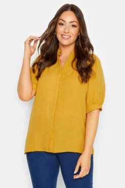 M&Co Yellow Short Sleeve Blouse