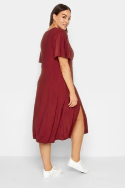 M&Co Burgundy Red Angel Sleeve Split Hem Midi Dress -M&Co Sales Store 8b8c2c96 d6ea 4b 550500 C scaled