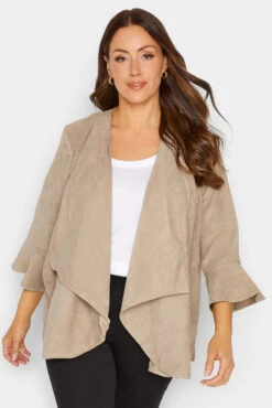 M&Co Cream Suedette Waterfall Jacket