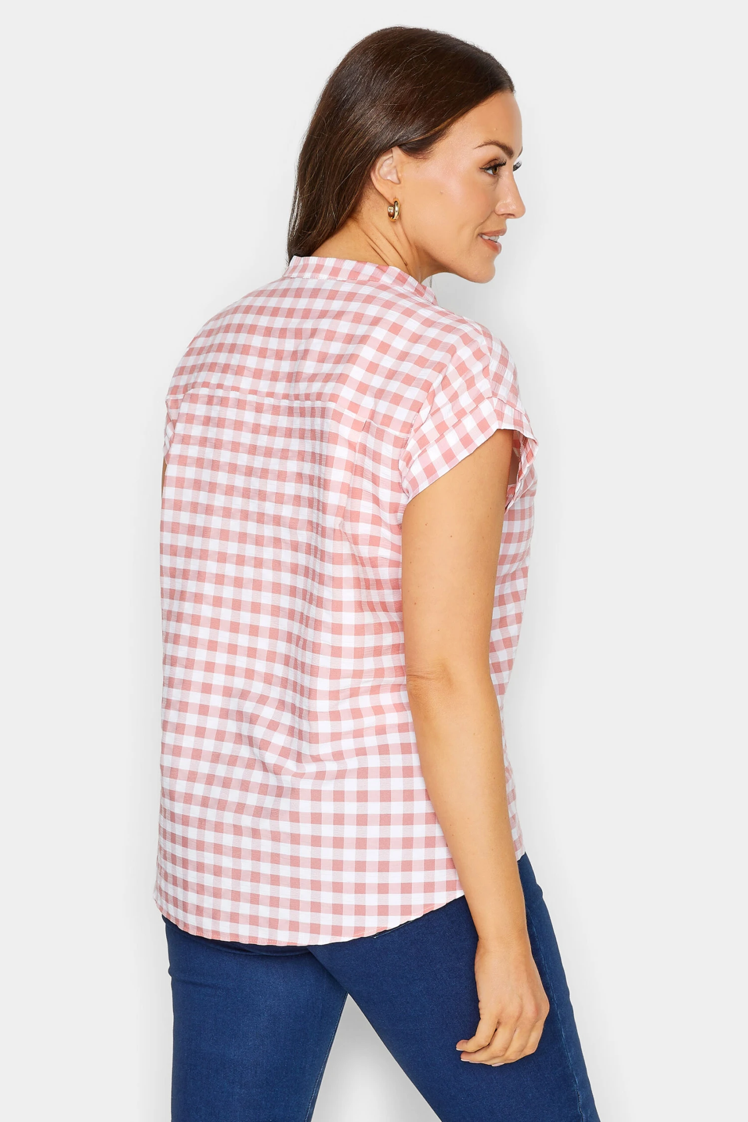 M&Co Pink Gingham Short Sleeve Shirt 3 M&Co Pink Gingham Short Sleeve Shirt - Image 3