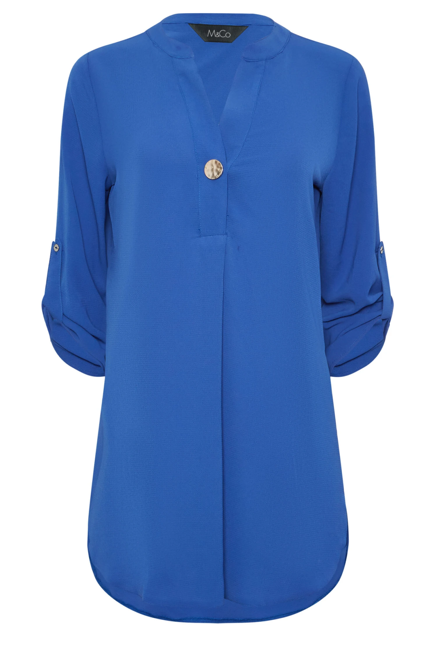M&Co Cobalt Blue Statement Button Tab Sleeve Shirt 6 M&Co Cobalt Blue Statement Button Tab Sleeve Shirt - Image 6