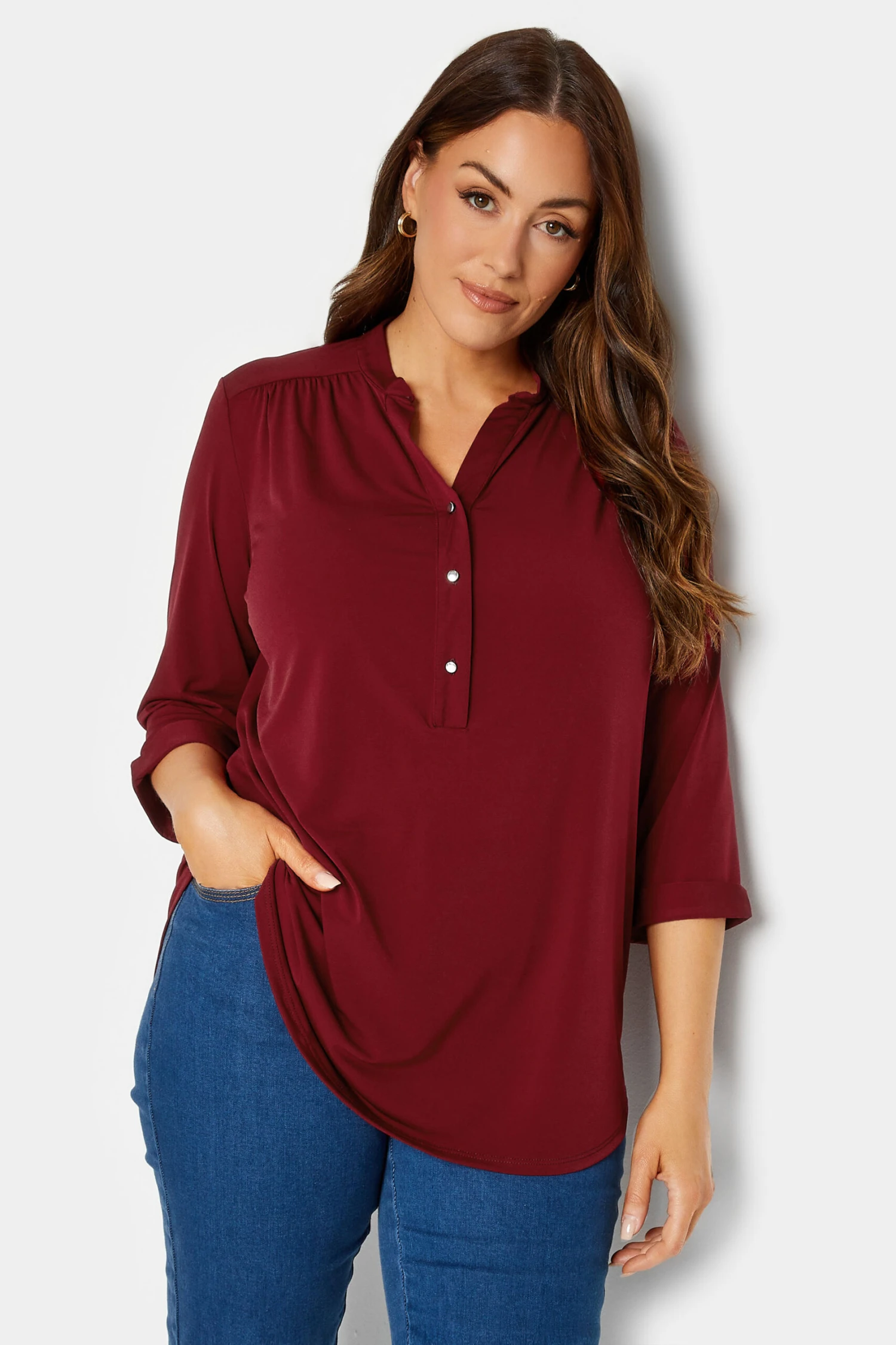 M&Co Red Placket Jersey Shirt 1 M&Co Red Placket Jersey Shirt