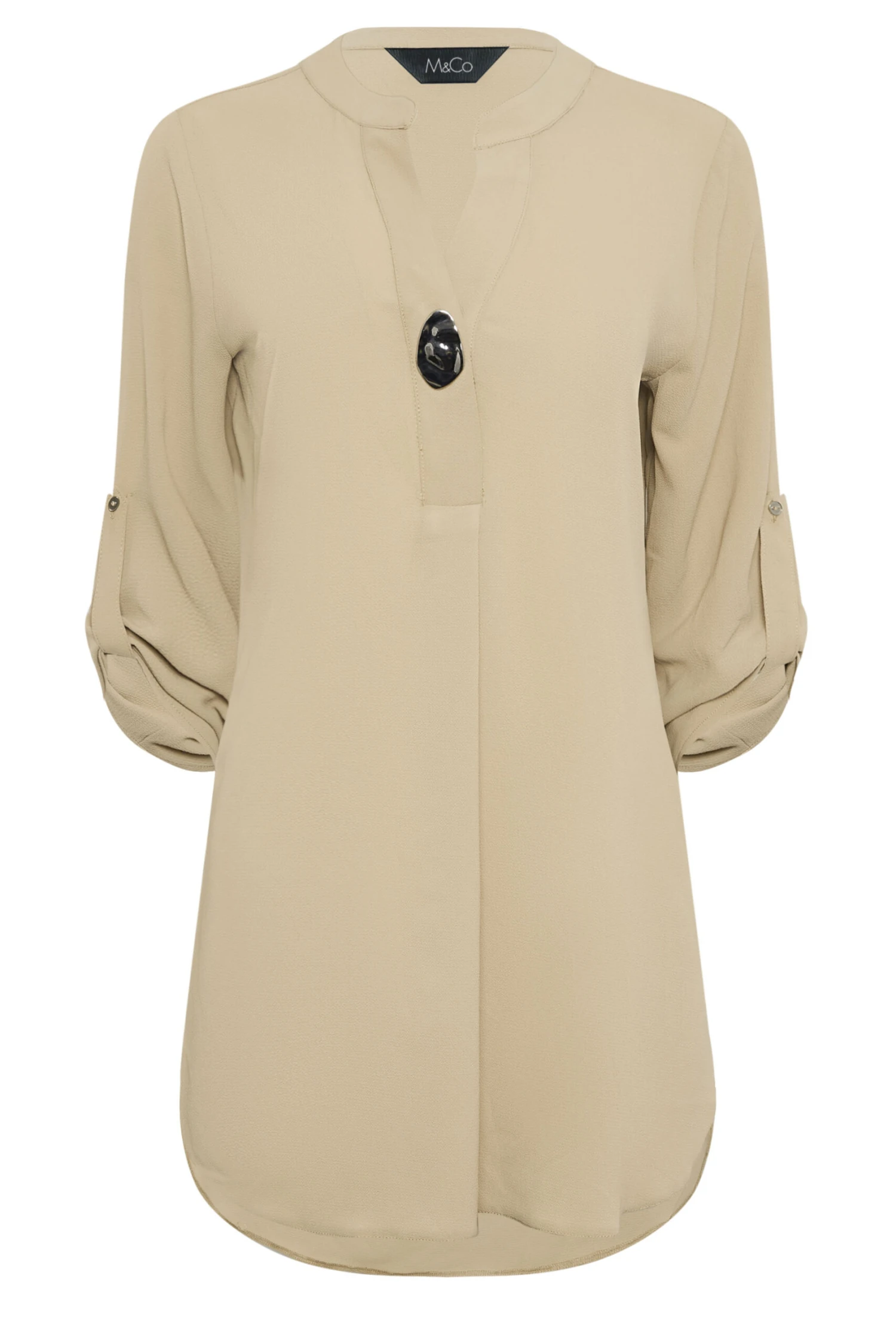 M&Co Natural Brown Long Sleeve Button Blouse 6 M&Co Natural Brown Long Sleeve Button Blouse - Image 6