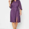 M&Co Purple Tie Waist Shirt Dress
