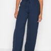 M&Co Navy Blue Crepe Wide Leg Trousers