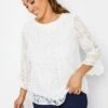 M&Co White Lace Frill Sleeve Top