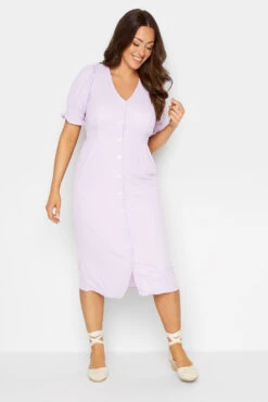 M&Co Purple Textured Button Through Dress