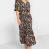 M&Co Black Abstract Print Maxi Dress