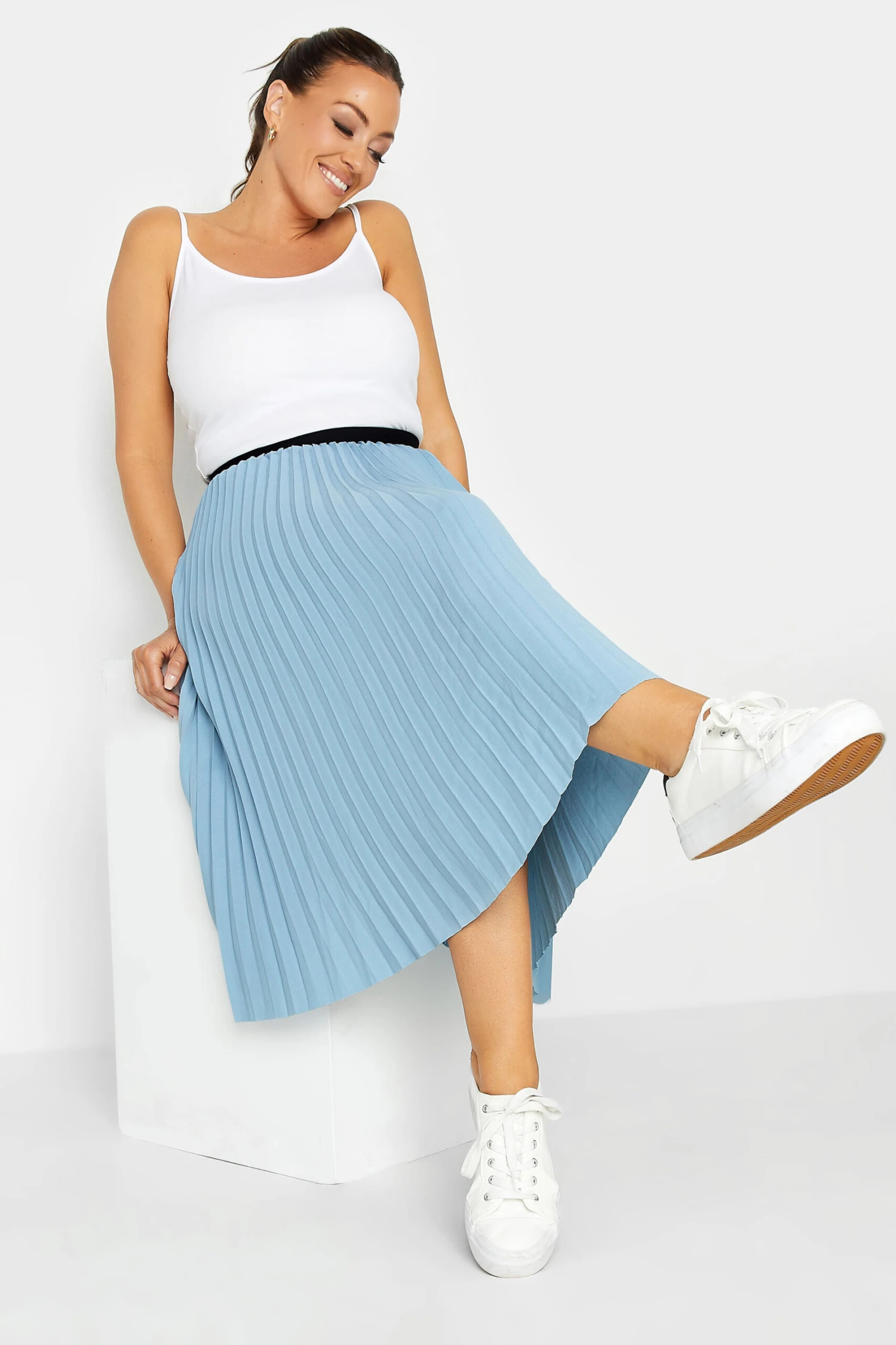 M&Co Blue Pleated Midi Skirt 2 M&Co Blue Pleated Midi Skirt - Image 2