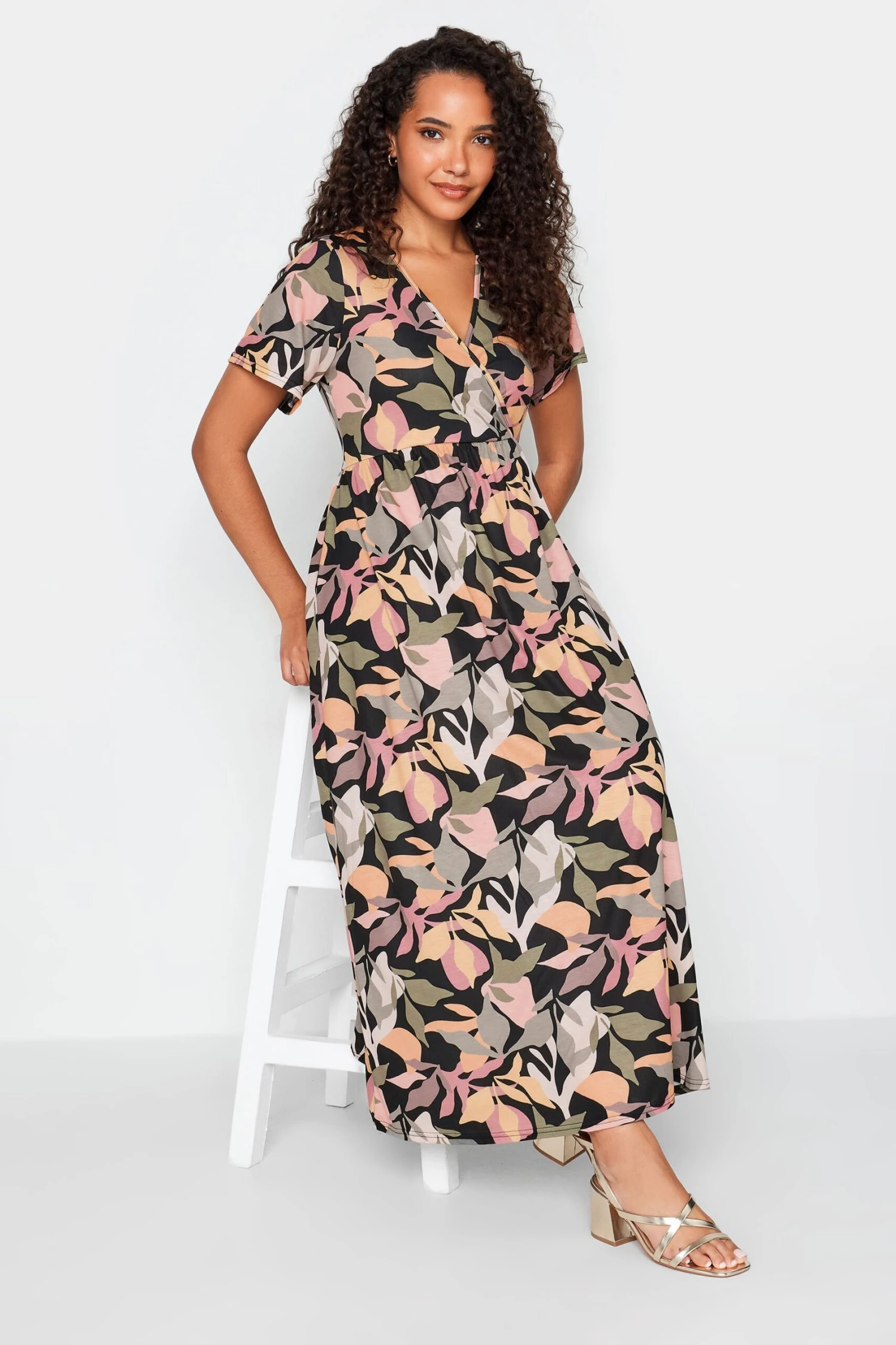 M&Co Black Tropical Print Maxi Dress 1 M&Co Black Tropical Print Maxi Dress