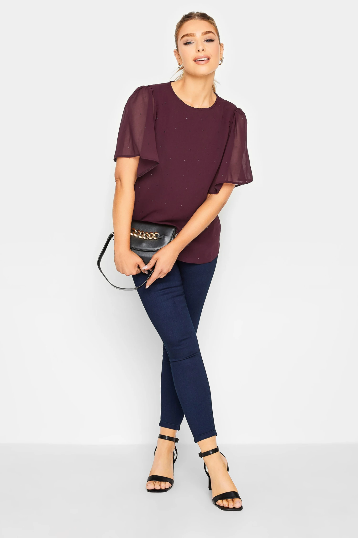 M&Co Red Gem Detail Angel Sleeve Blouse 2 M&Co Red Gem Detail Angel Sleeve Blouse - Image 2