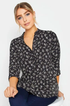 M&CO Black Floral Print Half Placket Jersey Shirt -M&Co Sales Store 98953dd8 7a01 40 550140 D scaled