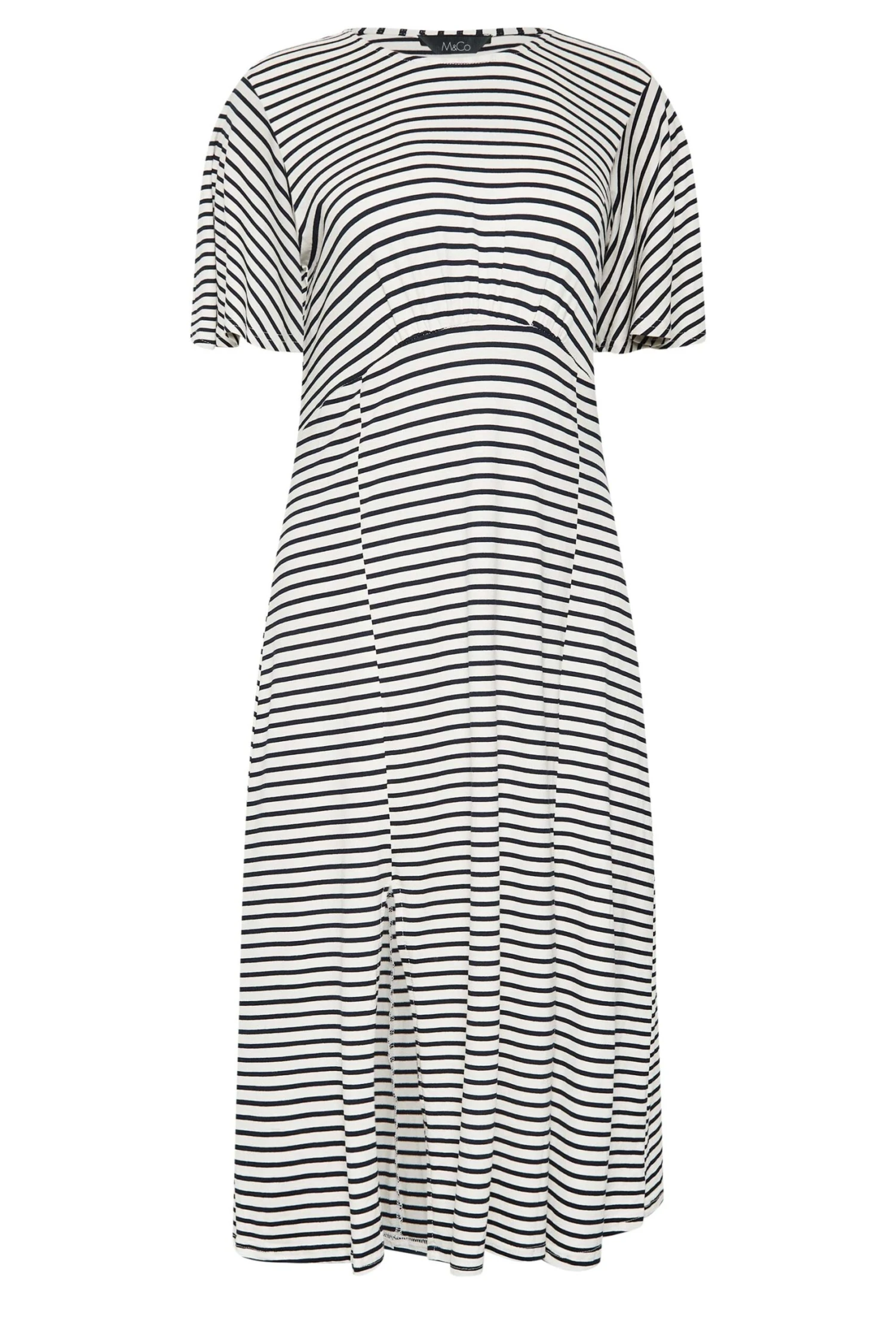 M&Co White Stripe Print Angel Sleeve Split Hem Midi Dress 7 M&Co White Stripe Print Angel Sleeve Split Hem Midi Dress - Image 7