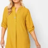 M&Co Yellow Long Sleeve Button Blouse
