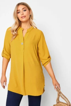 M&Co Yellow Long Sleeve Button Blouse