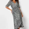 M&Co Black Animal Print Wrap Dress