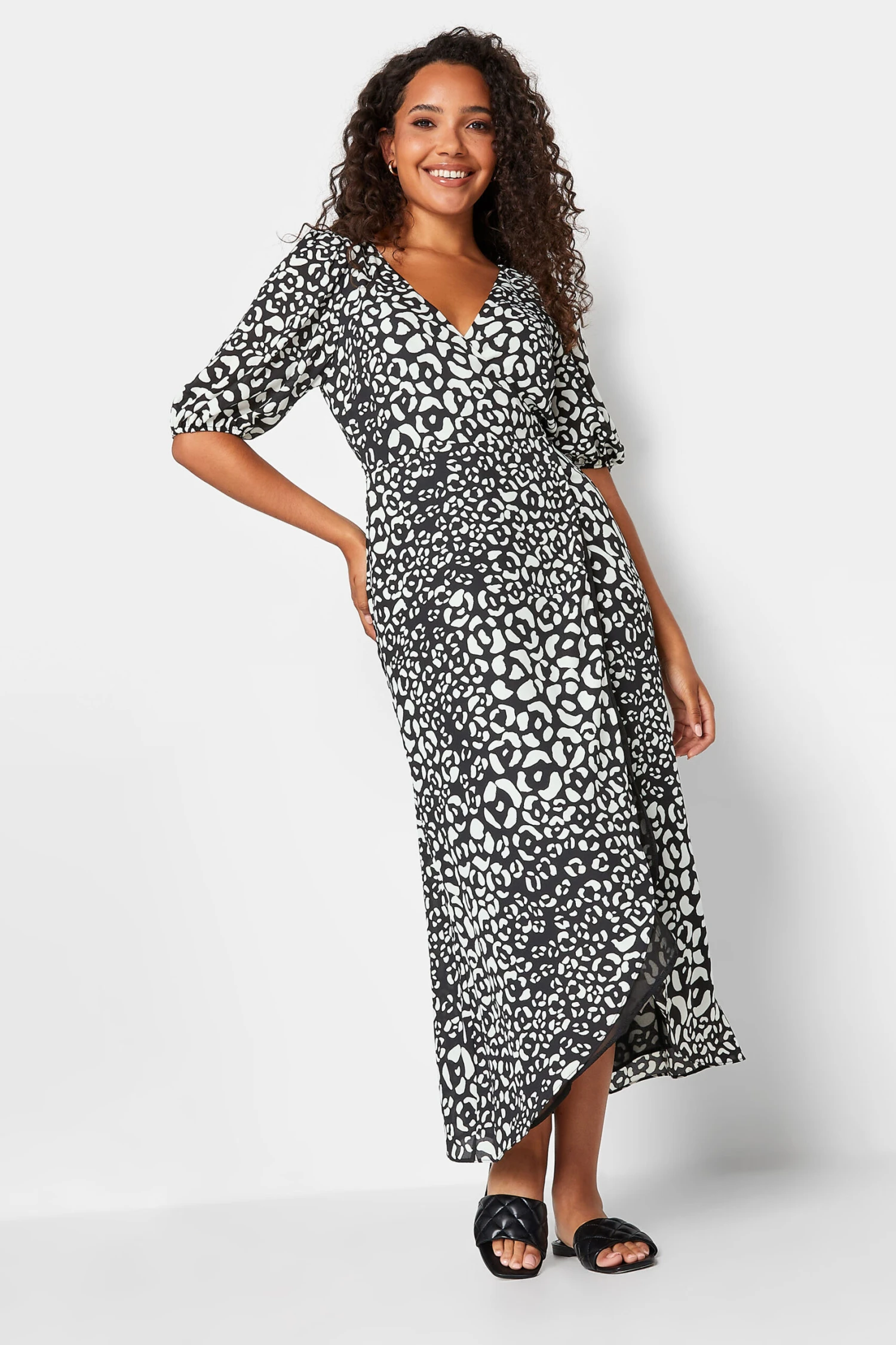 M&Co Black Animal Print Wrap Dress 1 M&Co Black Animal Print Wrap Dress