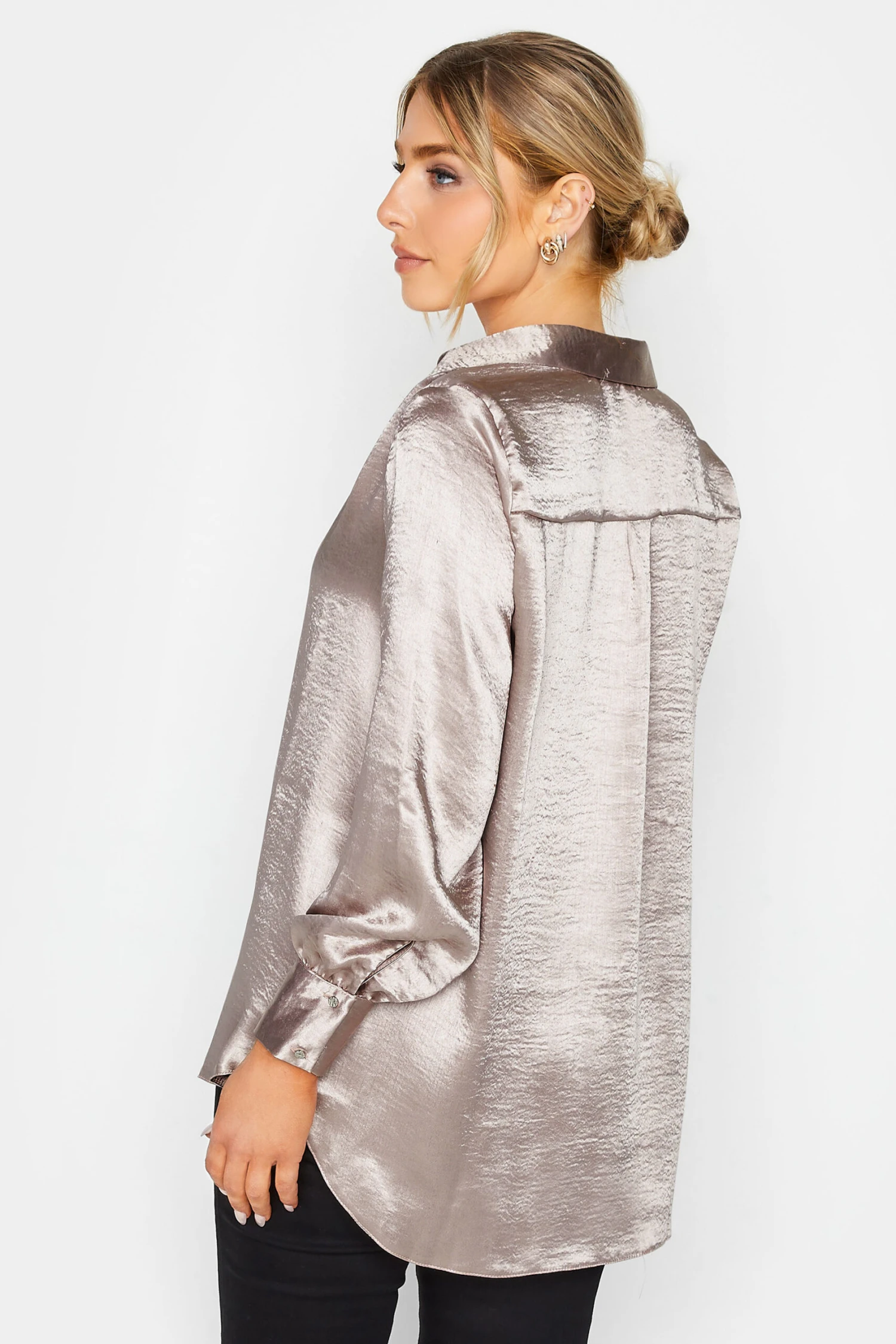 M&Co Pink Satin V-Neck Blouse 3 M&Co Pink Satin V-Neck Blouse - Image 3