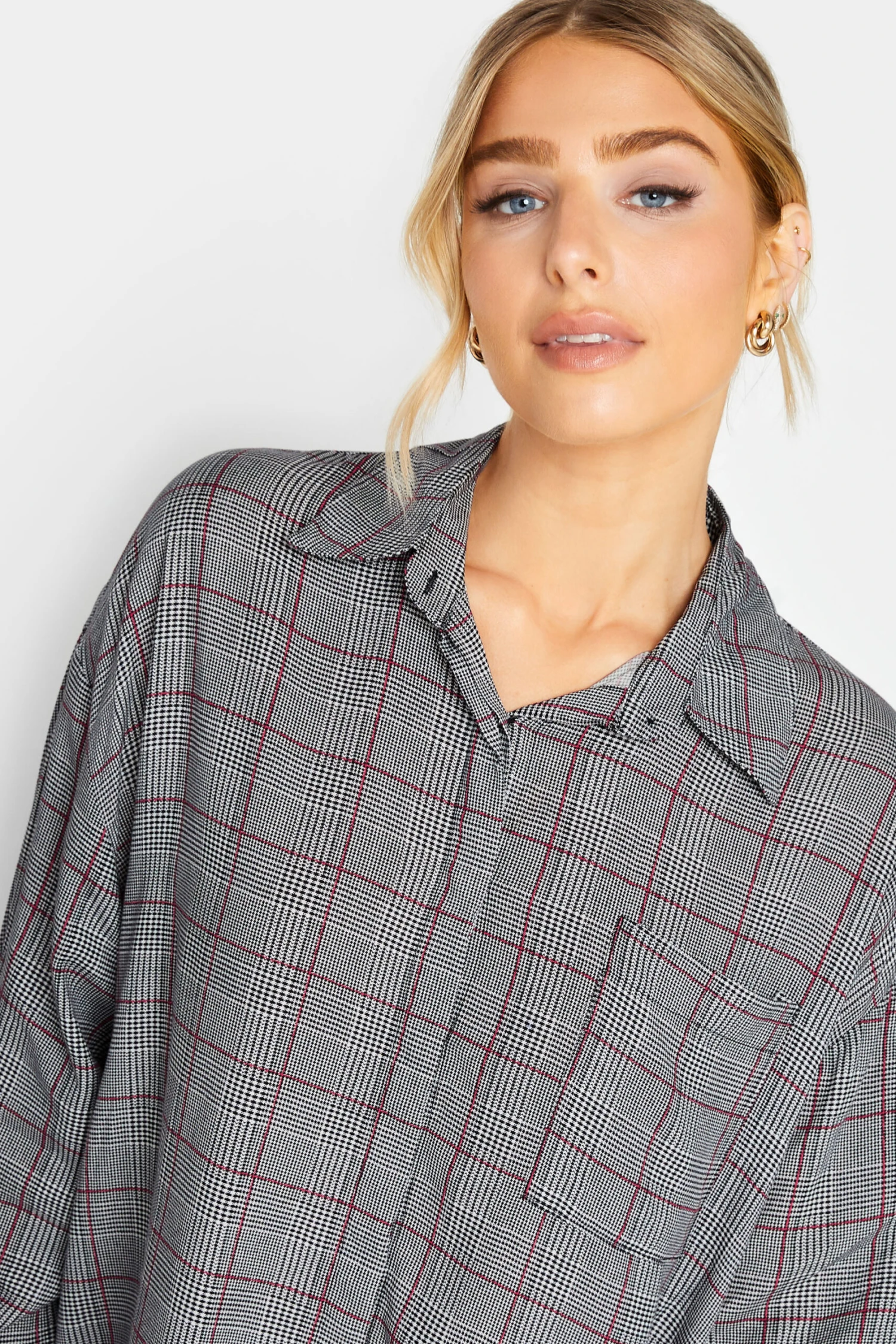 M&Co Grey Check Half Placket Shirt 4 M&Co Grey Check Half Placket Shirt - Image 4