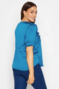 M&Co Blue Frill Front Satin Blouse 10 M&Co Blue Frill Front Satin Blouse -M&Co Sales Store 9f245e88 4073 48 550538 C scaled
