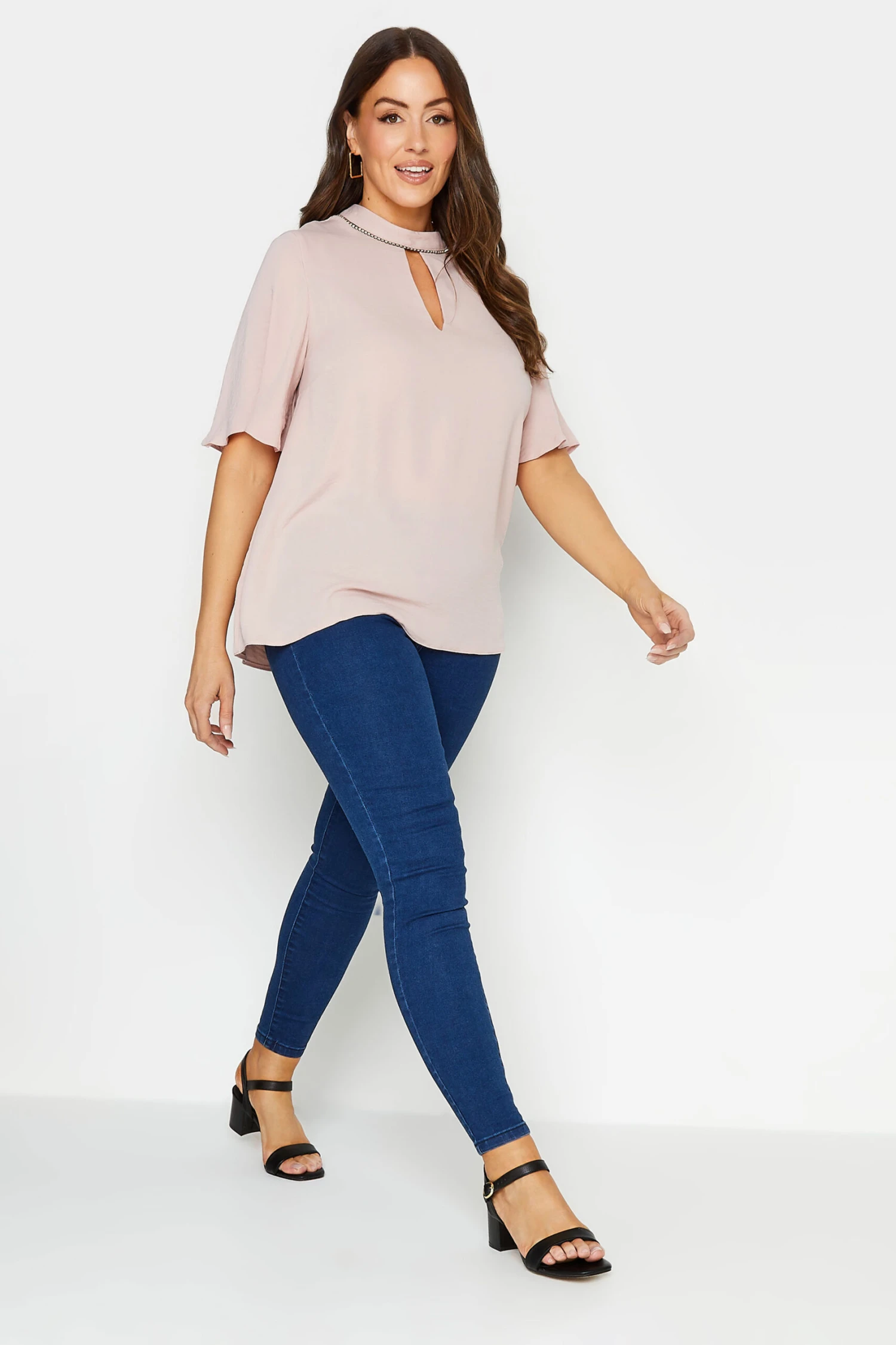 M&Co Pink Embellished Neck Keyhole Blouse 2 M&Co Pink Embellished Neck Keyhole Blouse - Image 2