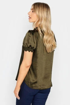 M&Co Khaki Green Frill Satin Blouse 9 M&Co Khaki Green Frill Satin Blouse -M&Co Sales Store 9f728b90 dfc1 42 550172 C scaled