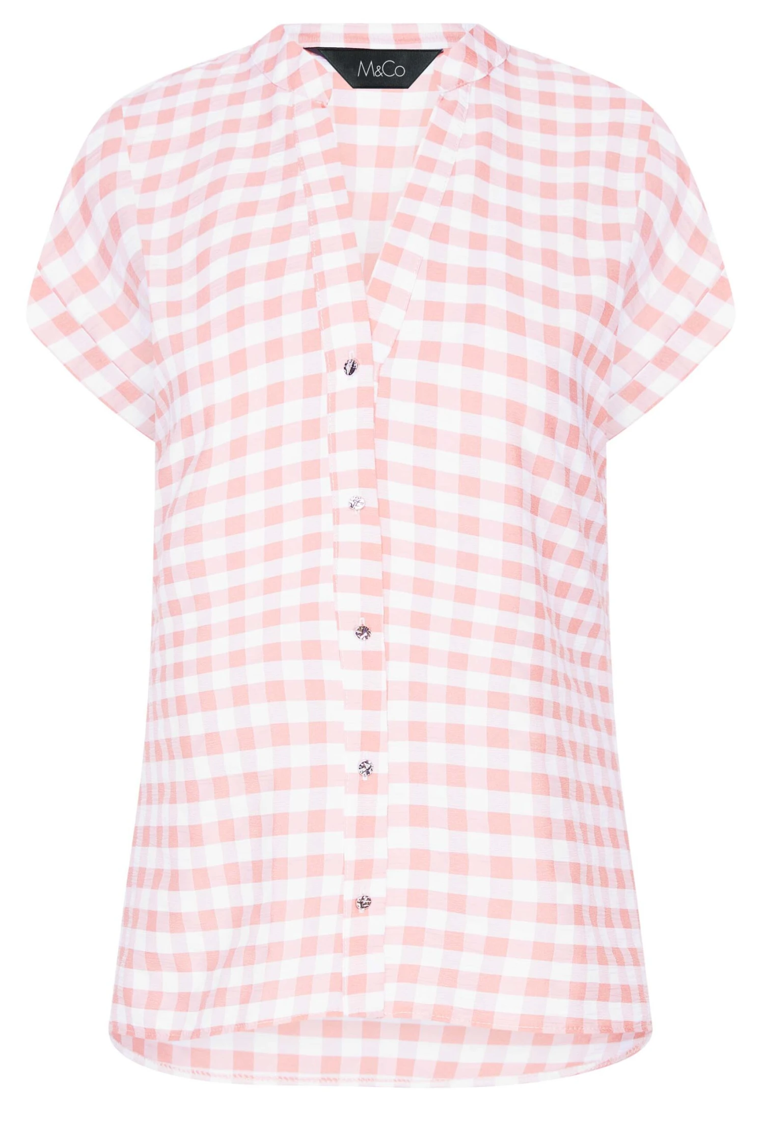 M&Co Pink Gingham Short Sleeve Shirt 6 M&Co Pink Gingham Short Sleeve Shirt - Image 6