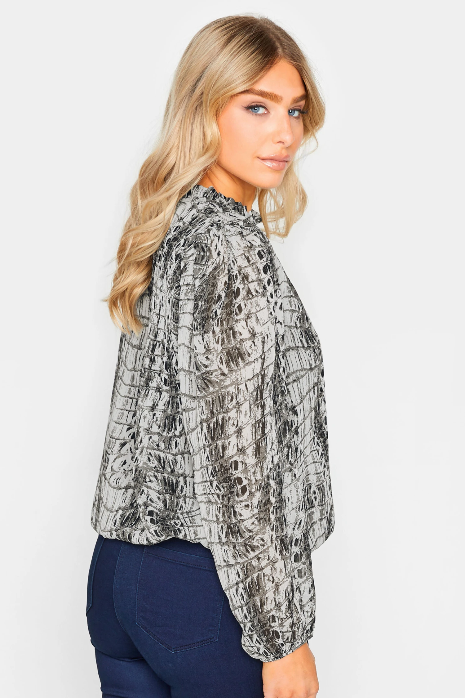 M&Co White Abstract Print Tie Neck Blouse 3 M&Co White Abstract Print Tie Neck Blouse - Image 3