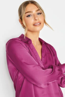 M&Co Purple Satin V-Neck Blouse -M&Co Sales Store a18336a9 ed8d 46 550288 D scaled