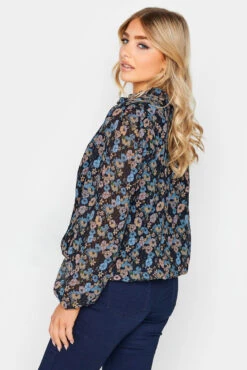 M&Co Navy Blue Floral Pleated Blouse -M&Co Sales Store a1db3572 adf1 42 550673 C scaled