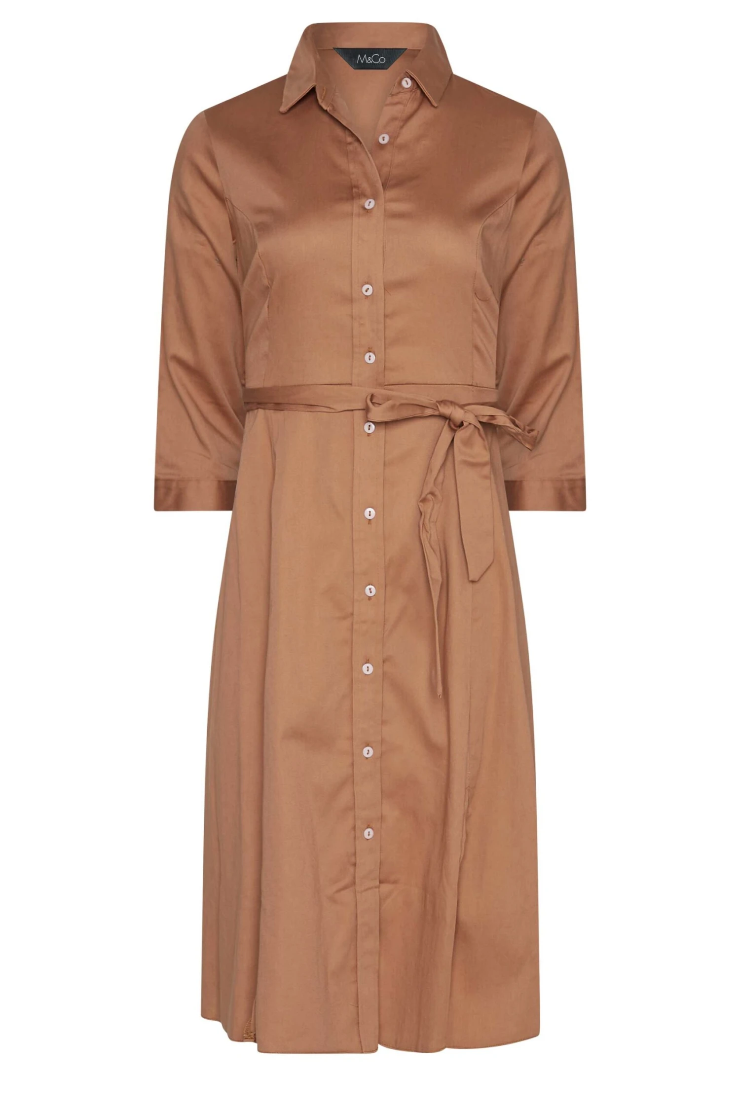 M&Co Brown Tie Waist Shirt Dress 6 M&Co Brown Tie Waist Shirt Dress - Image 6