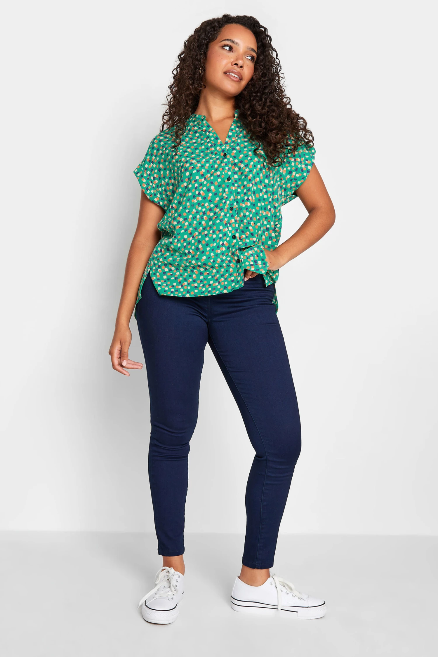 M&Co Green Spot Print V-Neck Blouse 2 M&Co Green Spot Print V-Neck Blouse - Image 2