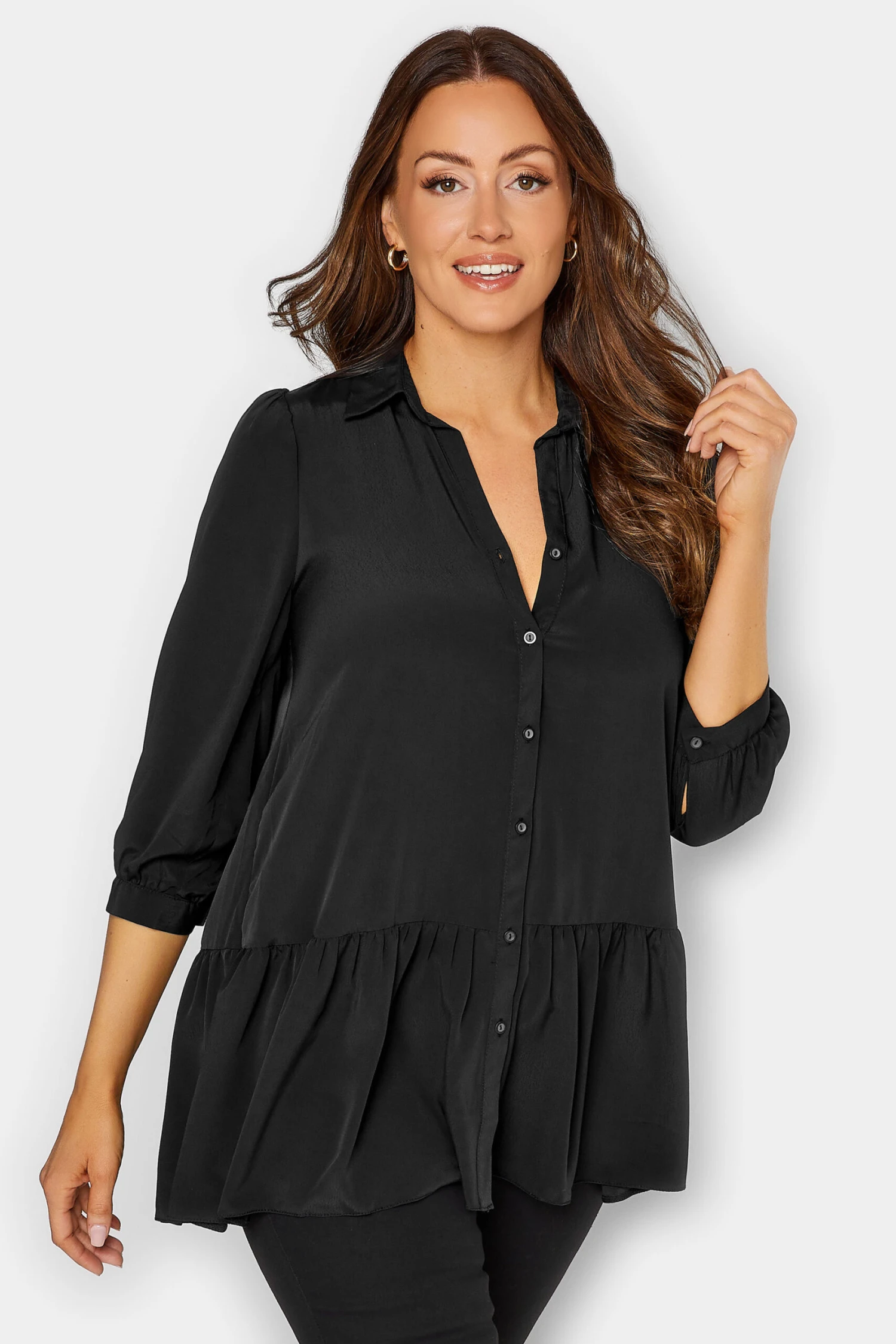 M&Co Black Frill Hem Shirt 1 M&Co Black Frill Hem Shirt