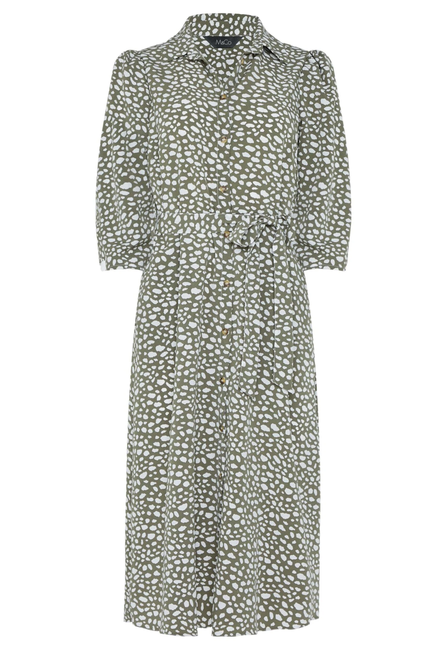 M&Co Green Spot Print Shirt Dress 6 M&Co Green Spot Print Shirt Dress - Image 6