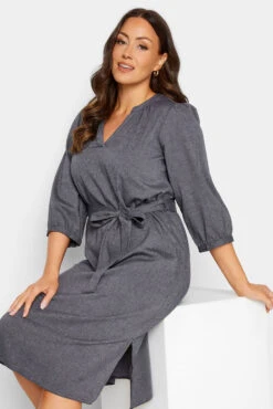 M&Co Navy Blue Tie Waist Midi Tunic Dress -M&Co Sales Store a40bf53c a6e2 4f 550056 D scaled