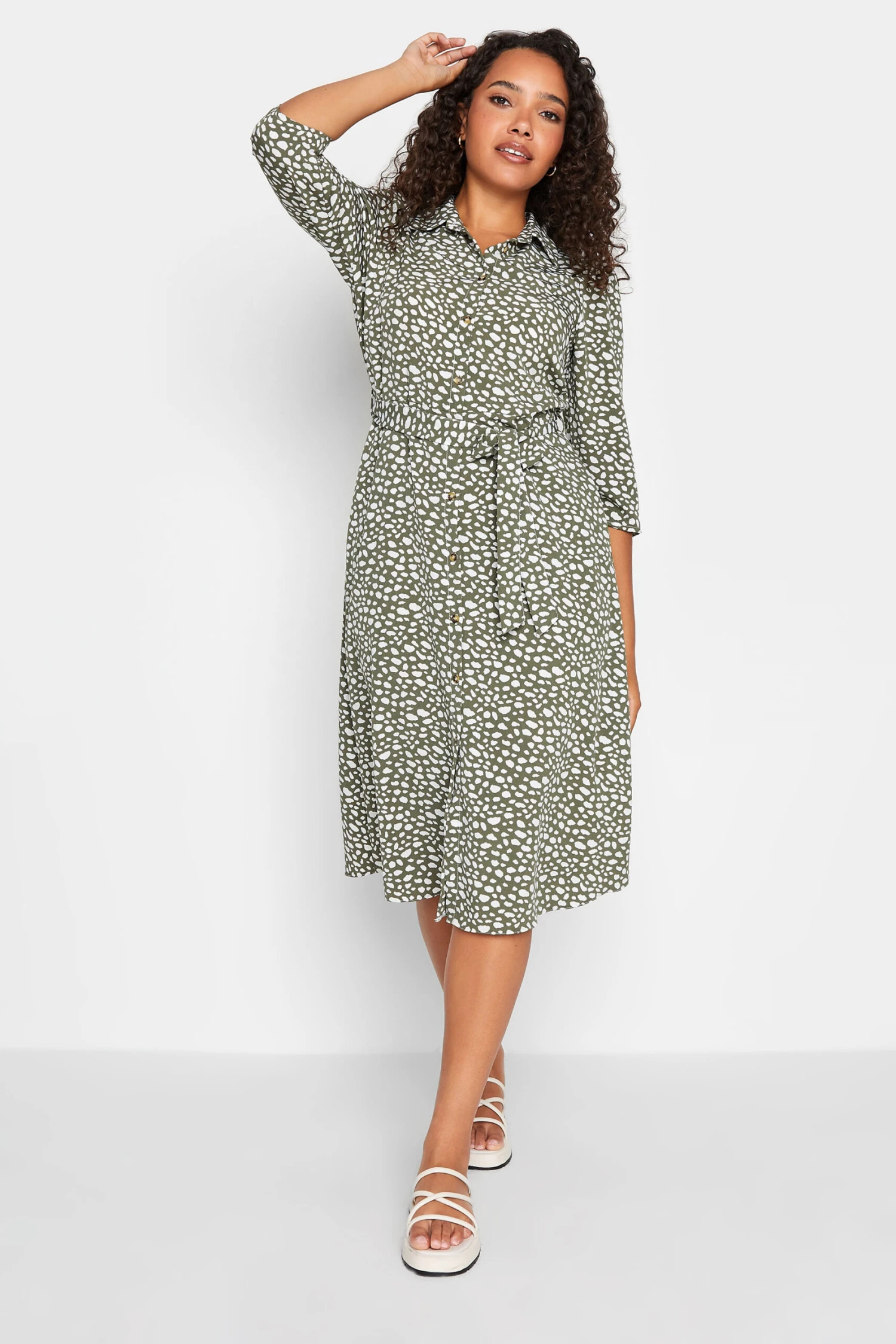 M&Co Green Spot Print Shirt Dress 1 M&Co Green Spot Print Shirt Dress