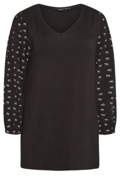 M&Co Black Square Print Top