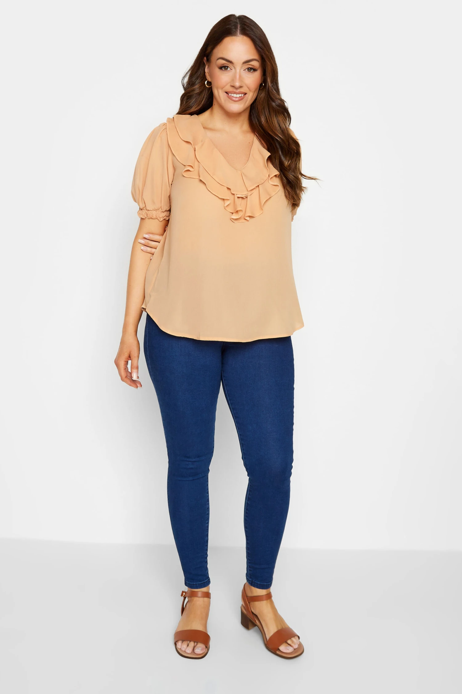 M&Co Orange Frill Front Blouse 2 M&Co Orange Frill Front Blouse - Image 2