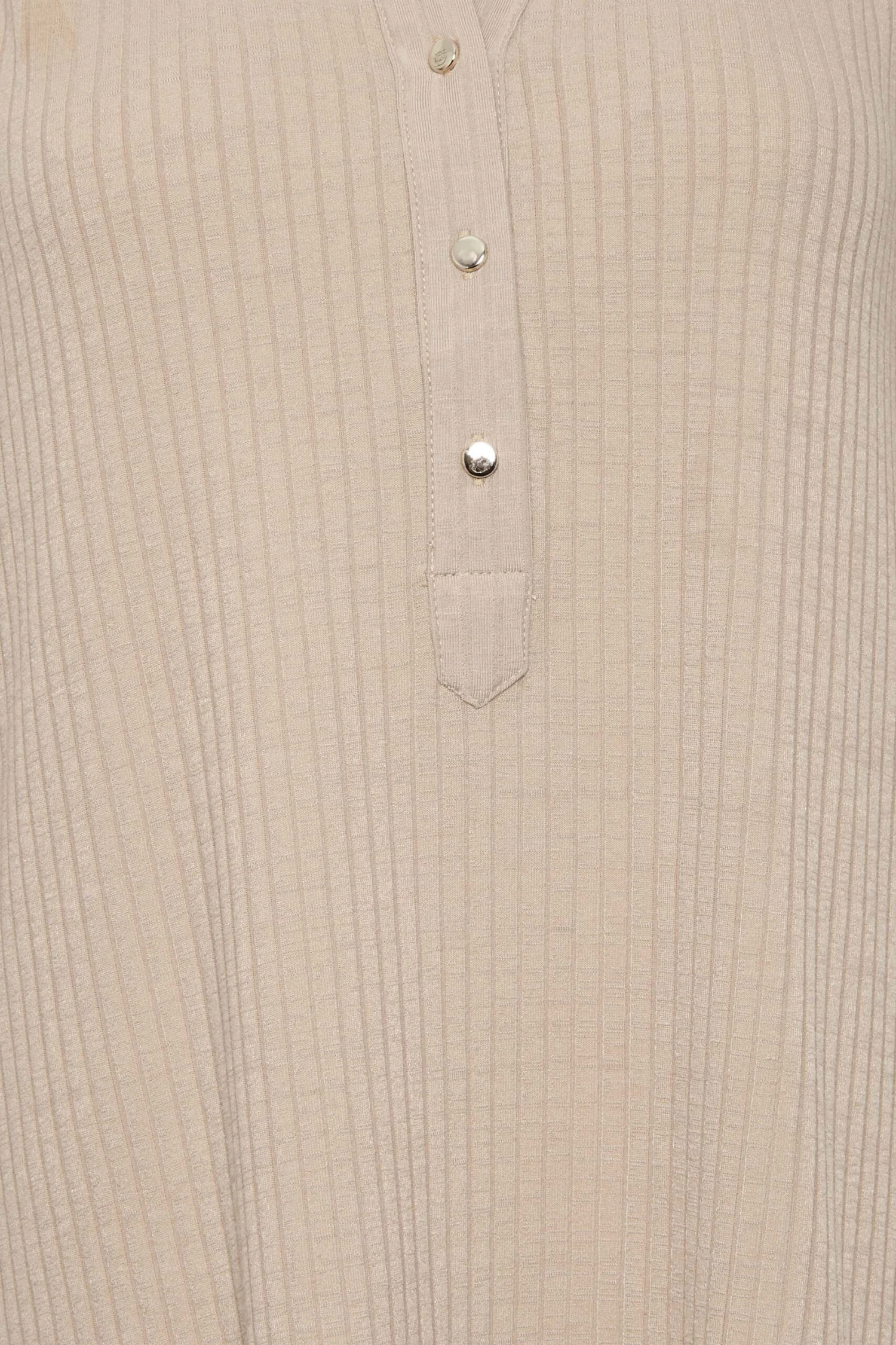 M&Co Beige Brown Ribbed V-Neck Shirt 5 M&Co Beige Brown Ribbed V-Neck Shirt - Image 5