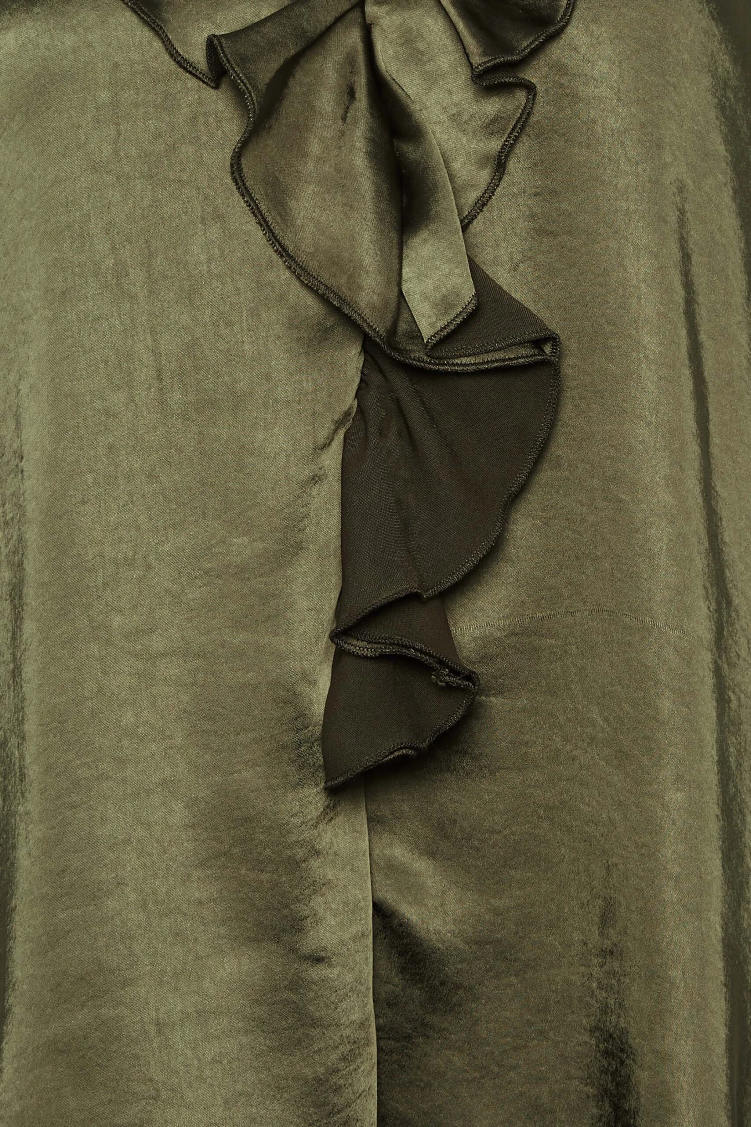 M&Co Khaki Green Frill Satin Blouse 5 M&Co Khaki Green Frill Satin Blouse - Image 5