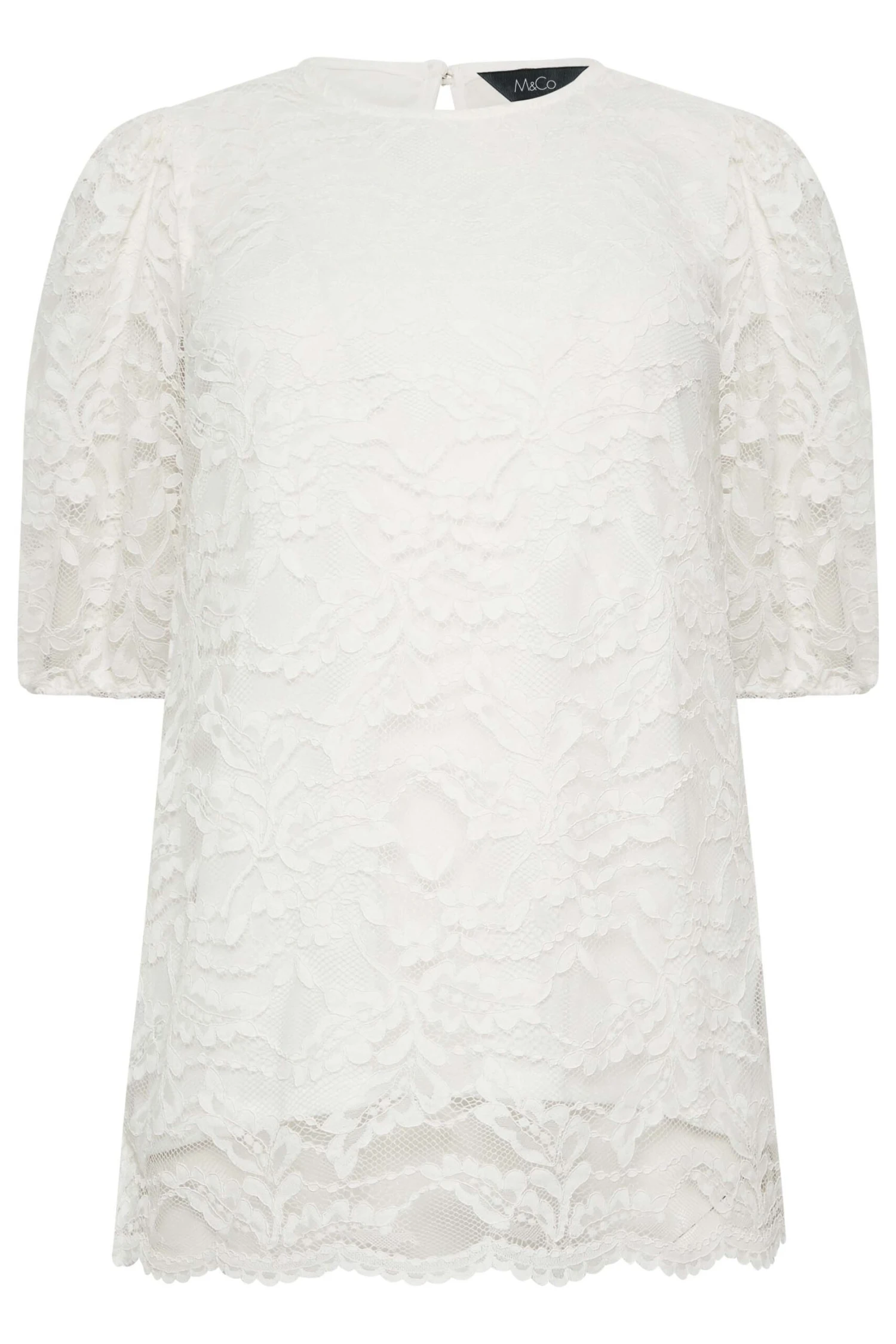 M&Co White Lace Floral Blouse 1 M&Co White Lace Floral Blouse