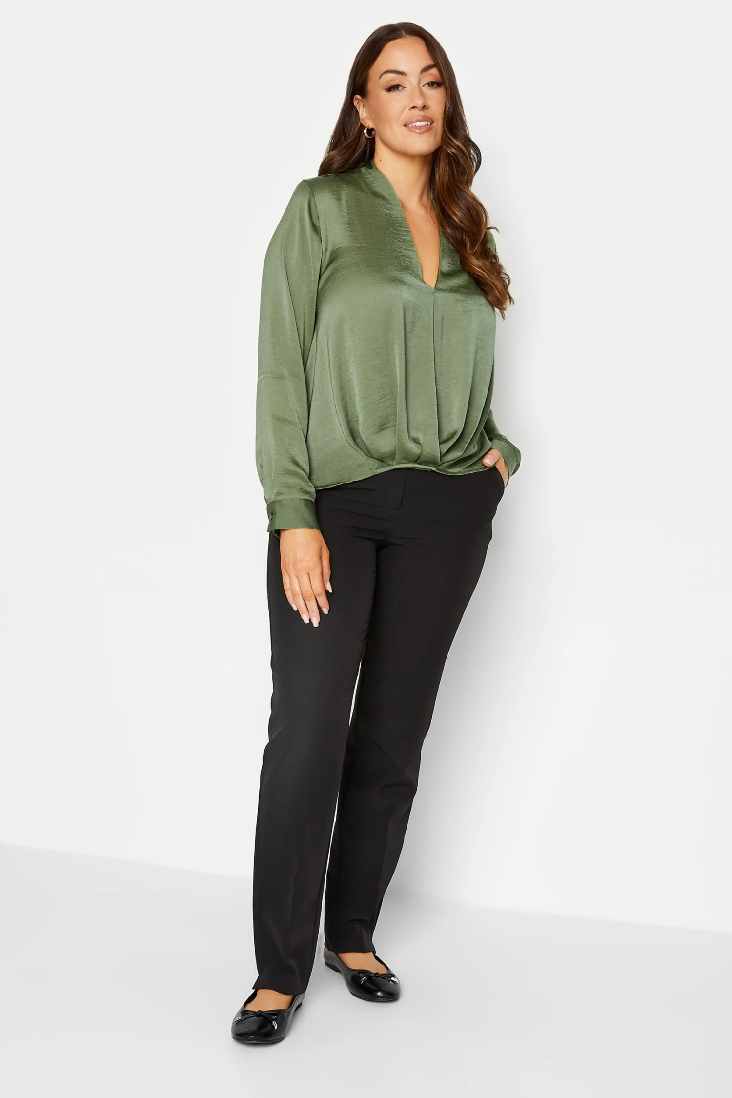 M&Co Green Wrap Front Blouse 2 M&Co Green Wrap Front Blouse - Image 2