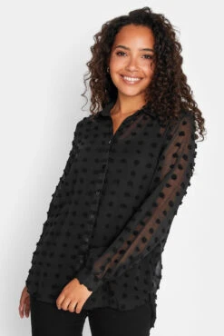 M&Co Black Dobby Spot Shirt