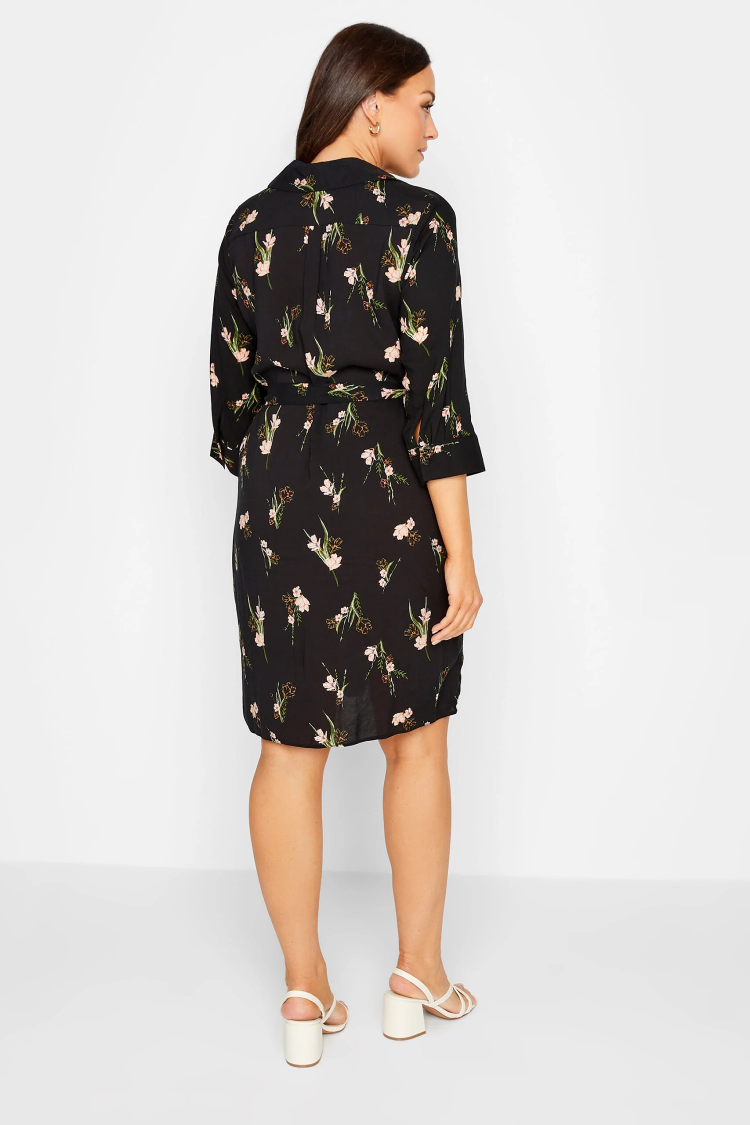 M&Co Black Floral Tie Tunic Shirt 3 M&Co Black Floral Tie Tunic Shirt - Image 3