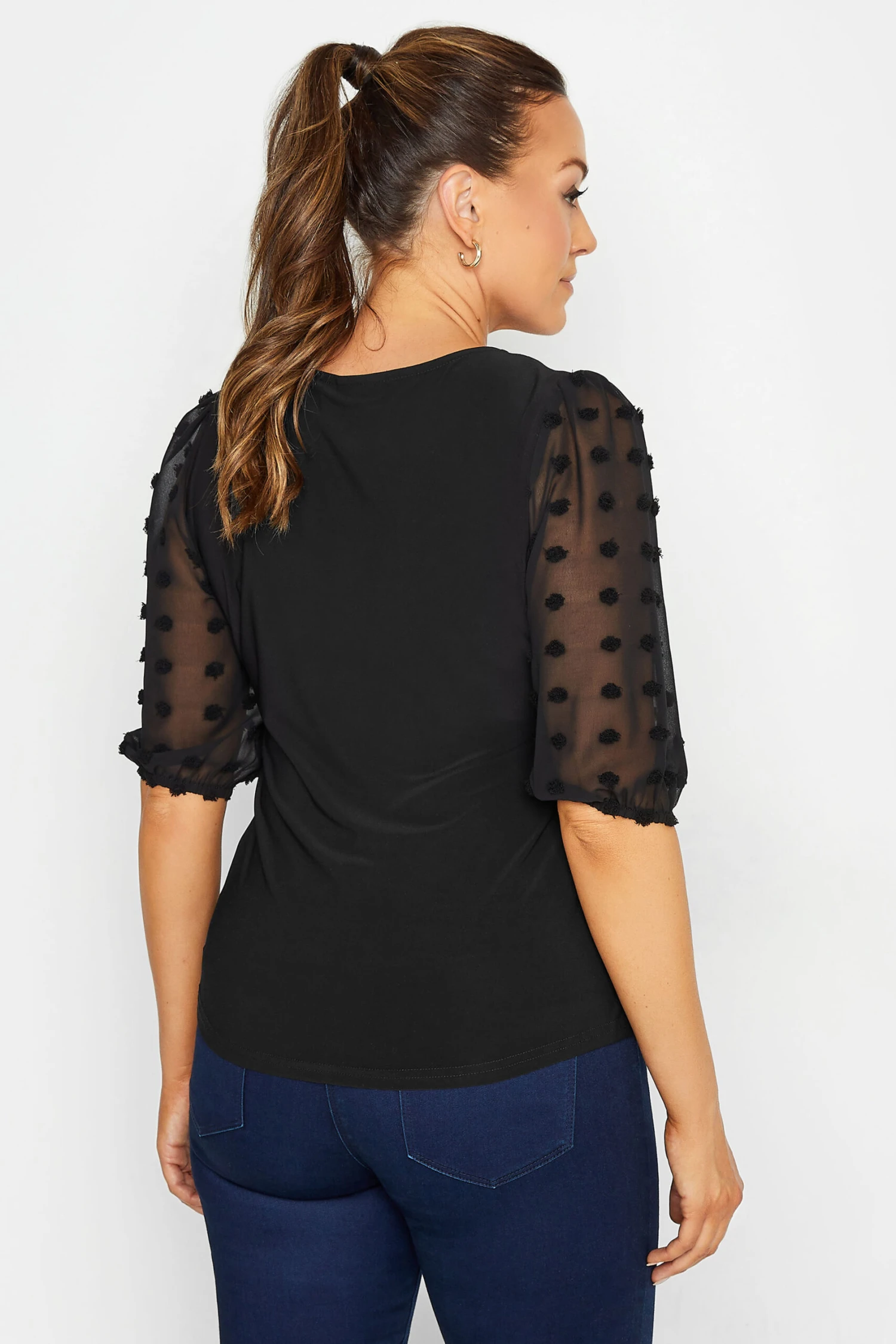 M&Co Black Dobby Sleeve Blouse 3 M&Co Black Dobby Sleeve Blouse - Image 3