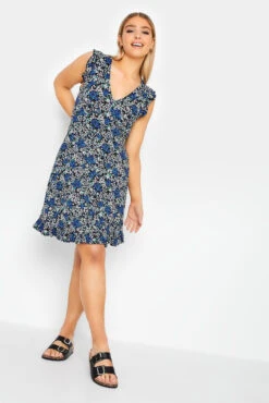 M&Co Blue Floral Print Frill Sleeve Mini Dress 8 M&Co Blue Floral Print Frill Sleeve Mini Dress -M&Co Sales Store a878a35d 751d 4a 550063 B scaled