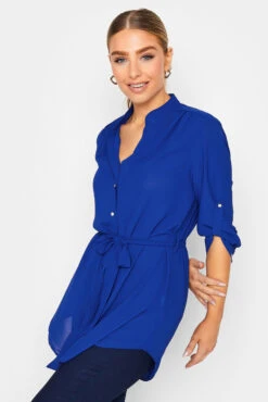 M&Co Cobalt Blue Tie Waist Blouse