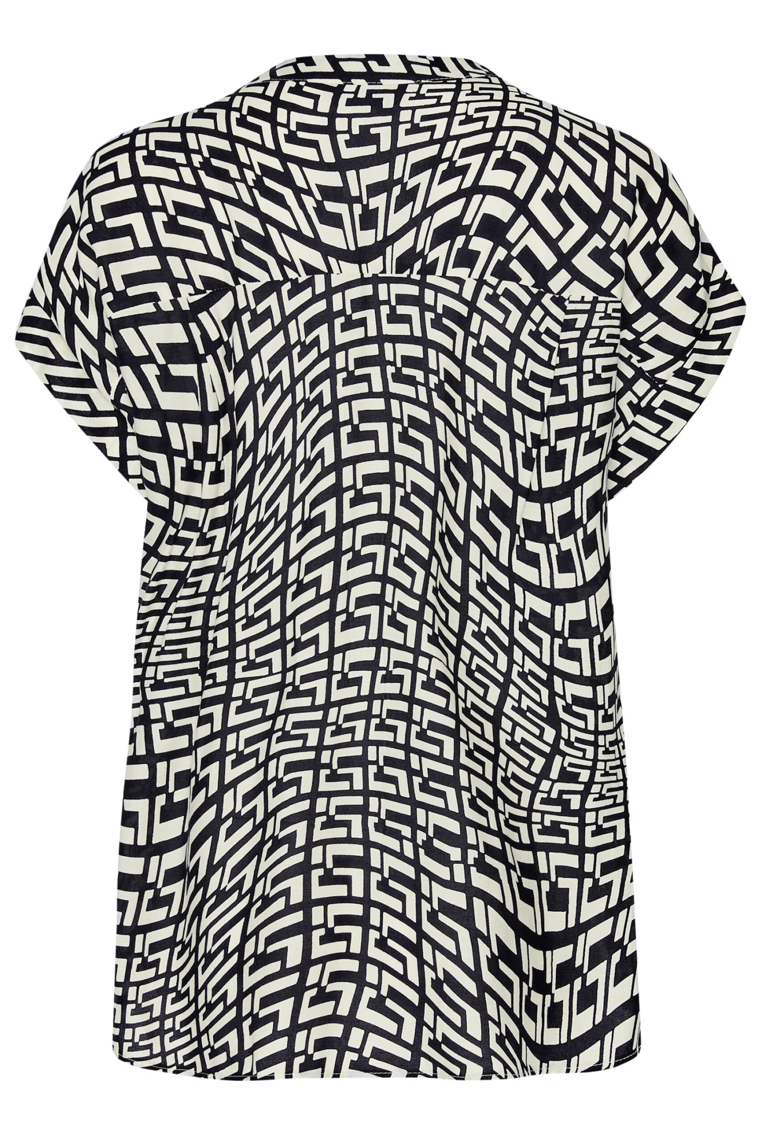 M&Co White Geometric Print Short Sleeve Shirt 7 M&Co White Geometric Print Short Sleeve Shirt - Image 7
