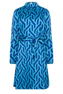 M&Co Blue Geometric Print Satin Tunic Blouse -M&Co Sales Store aa749b08 8ba9 45 550025 X scaled