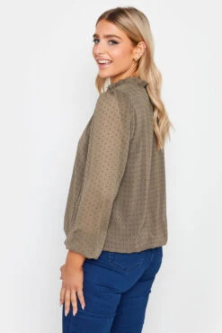 M&Co Brown Dobby Tie Neck Blouse 9 M&Co Brown Dobby Tie Neck Blouse -M&Co Sales Store aba3e6d0 3dbf 41 550266 C scaled